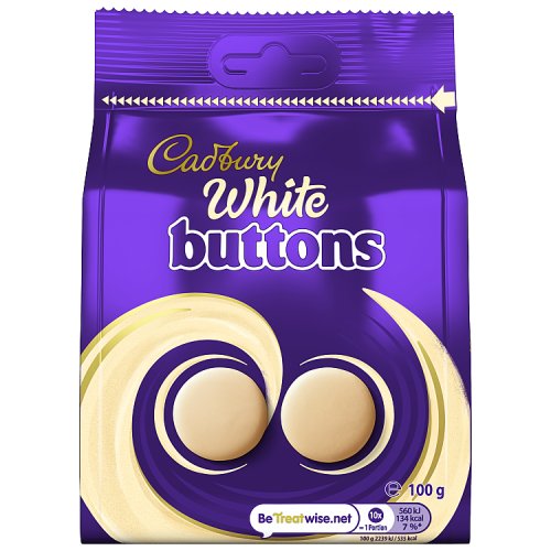 Cadbury White Giant Buttons Large Bag 100g pack shot