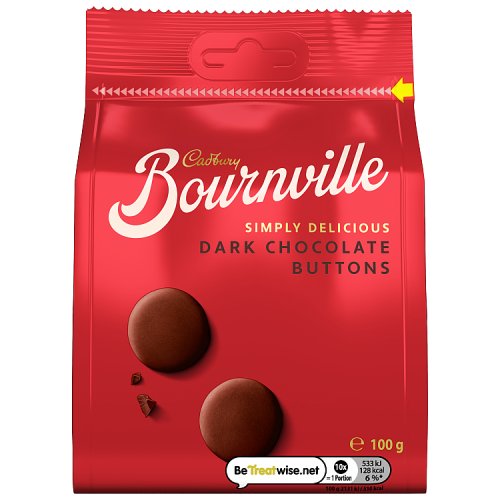 Cadbury Bournville Giant Buttons Large Bag 100g pack shot