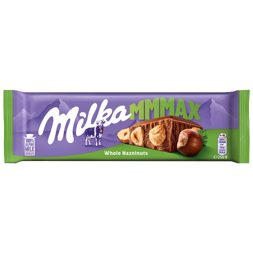 Milka Milk Chocolate Whole Nut Block 250g pack shot