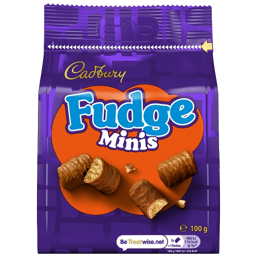 Cadbury Fudge Minis Large Bag 100g pack shot