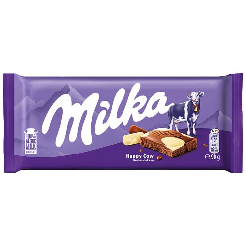 Milka Happy Cows Milk & White Chocolate 90g pack shot