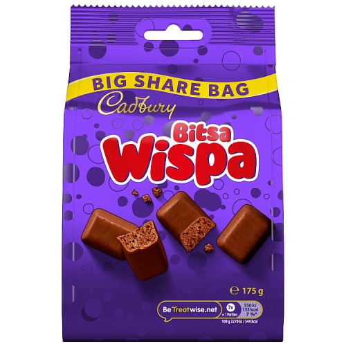 Cadbury Bitsa Wispa Large Bag 175g pack shot