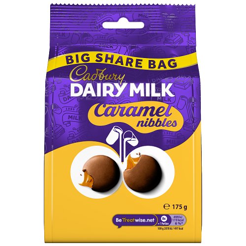 Cadbury Dairy Milk Caramel Nibbles Large Bag 175g pack shot