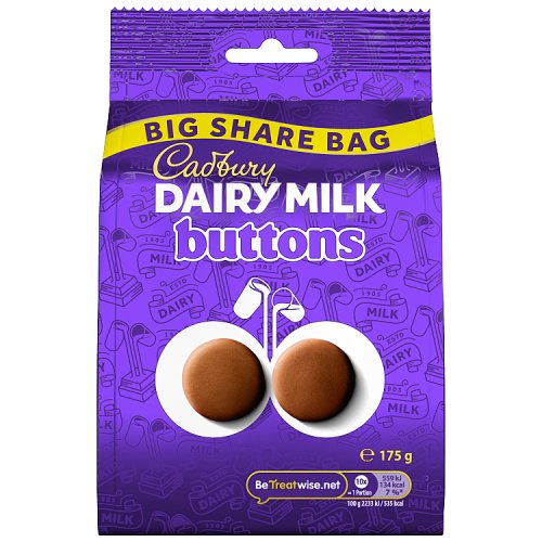 Cadbury Dairy Milk Buttons Chocolate Large Bag 175g pack shot