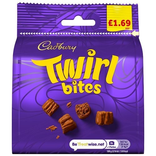 Cadbury Twirl Bites Bag PM £1.69 85g pack shot