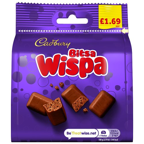 Cadbury Bitsa Wispa Bag 85g PM £1.69 pack shot