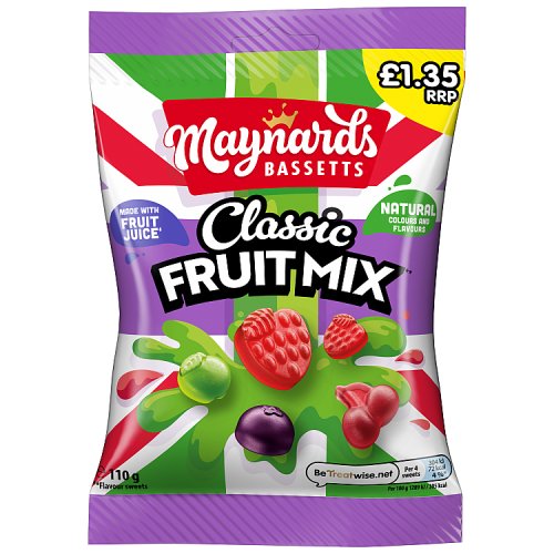 Maynards Bassetts Classic Fruit Mix PM £1.35 110g pack shot