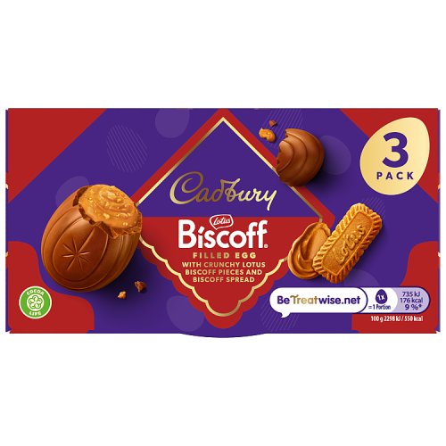 Cadbury Dairy Milk Biscoff Egg 3pk (3 x 32g) pack shot