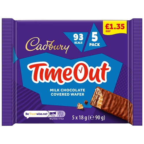 Cadbury Timeout PM £1.35 5pk (5 x 18g) pack shot
