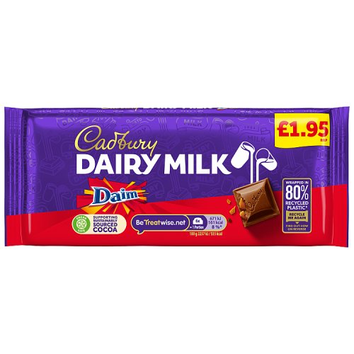 Cadbury Dairy Milk Daim PM £1.95 100g pack shot