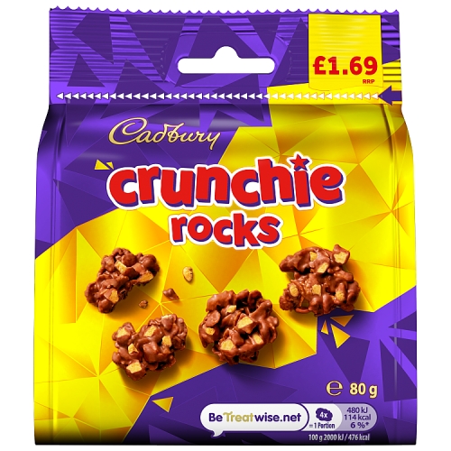 Cadbury Crunchie Rocks Bag PM £1.69 85g pack shot