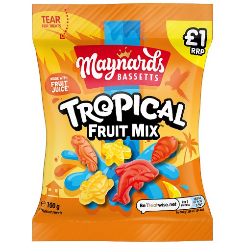 Maynards Bassetts Tropical Fruit Mix Jelly PM £1 100g pack shot