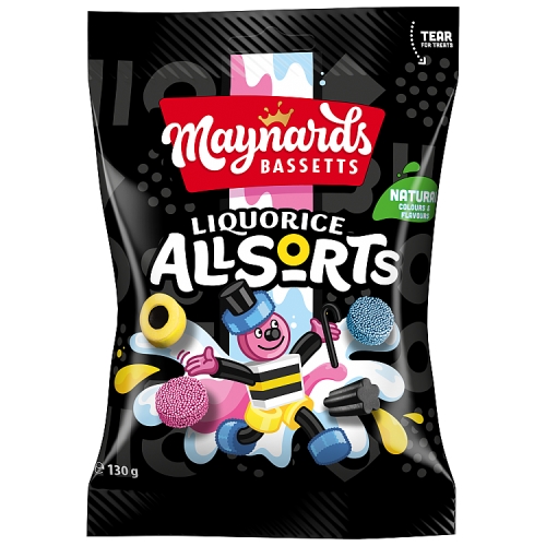 Maynards Bassetts Liquorice Allsorts 130g pack shot