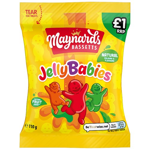 Maynards Bassetts Jelly Babies PM £1 110g pack shot