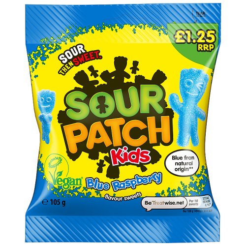 Sour Patch Kids Blue Raspberry PM £1.25 105g pack shot