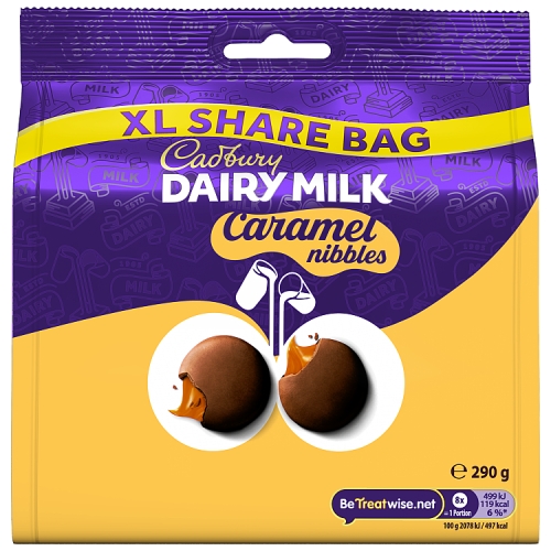 Cadbury Caramel Nibbles 290g pack shot