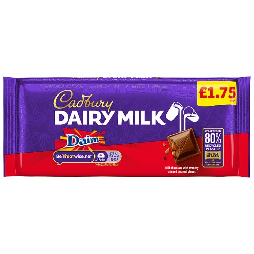 Cadbury Dairy Milk Daim PM £1.75 120g pack shot