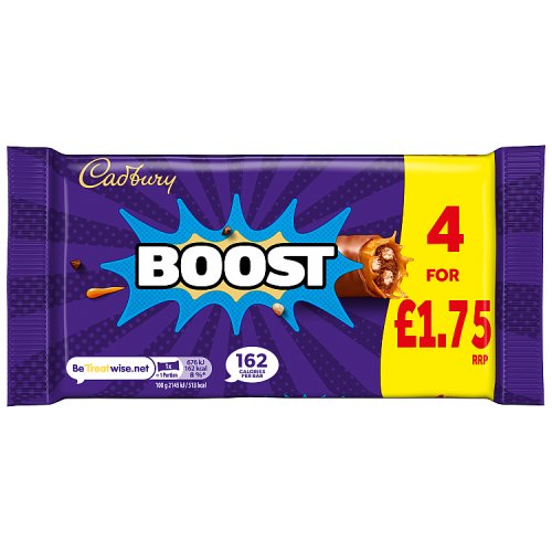 Cadbury Boost PM £1.75 4pk (4 x 31.5g) pack shot