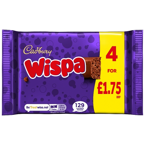 Cadbury Wispa Chocolate Bar PM £1.75 94.8g pack shot