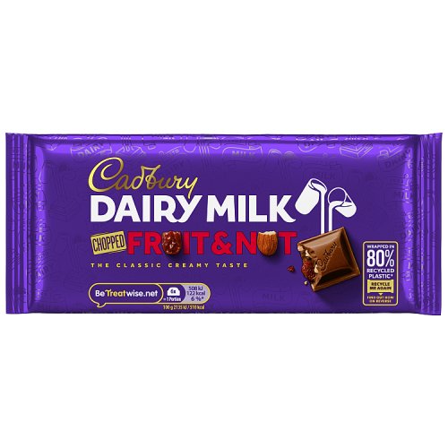 Cadbury Dairy Milk Block Fruit & Nut 95g pack shot