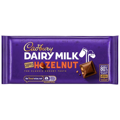 Cadbury Dairy Milk Block Chopped Hazelnut 95g pack shot