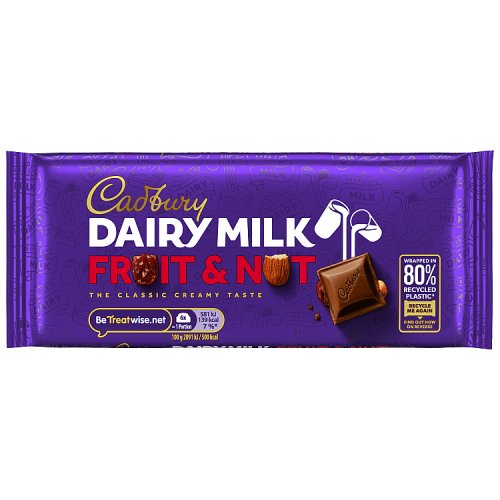 Cadbury Dairy Milk Fruit & Nut Block 110g pack shot