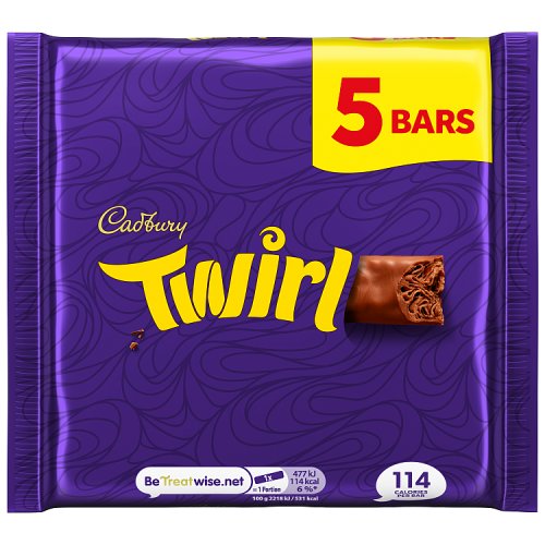 Cadbury Twirl 5pk (5 x 21.5g) 107.5g (E) pack shot