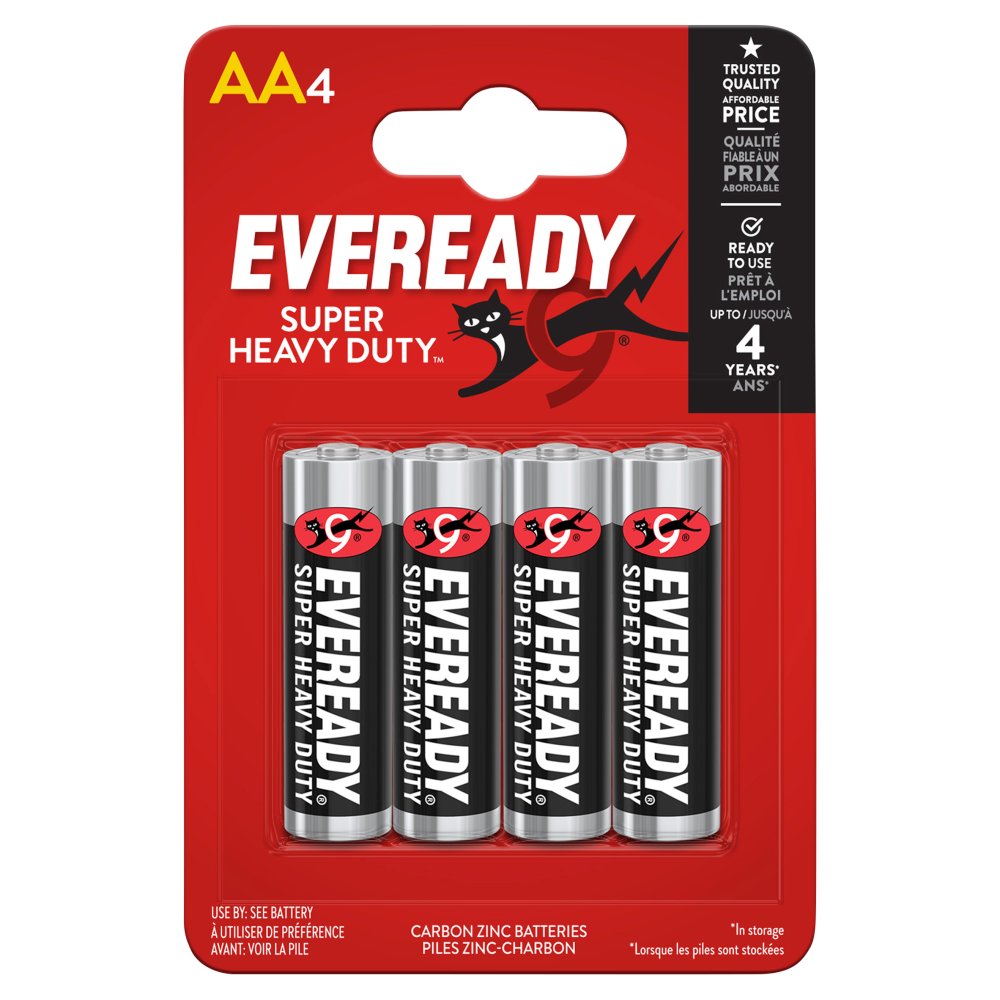 Eveready Super Heavy Duty AA 4s pack shot