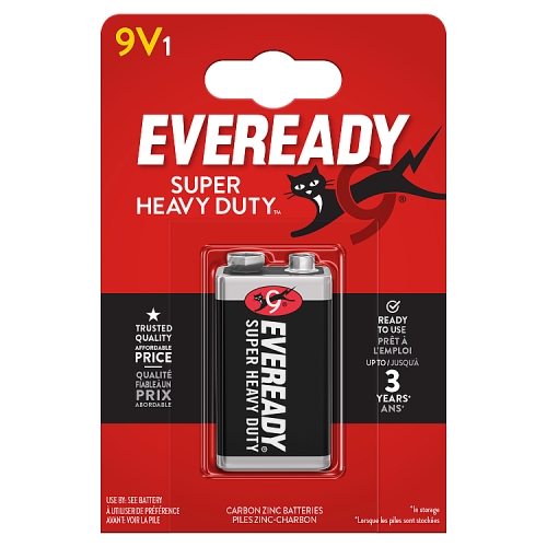 Eveready Super Heavy Duty 9V 1s pack shot