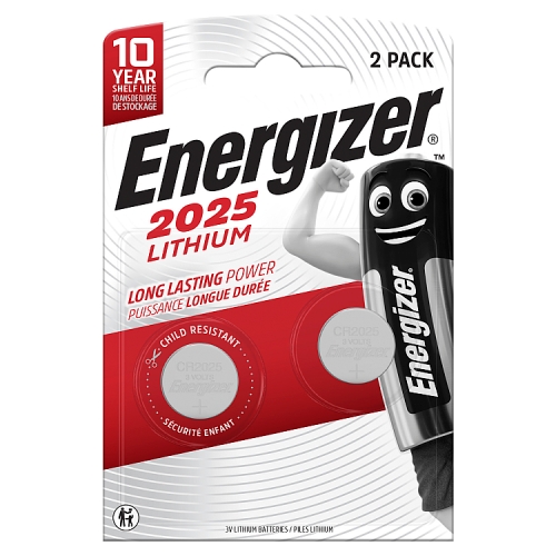 Energizer 2025 Lithium Battery 3v 2s pack shot