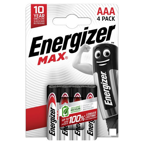 Energizer Max Aaa 4s pack shot
