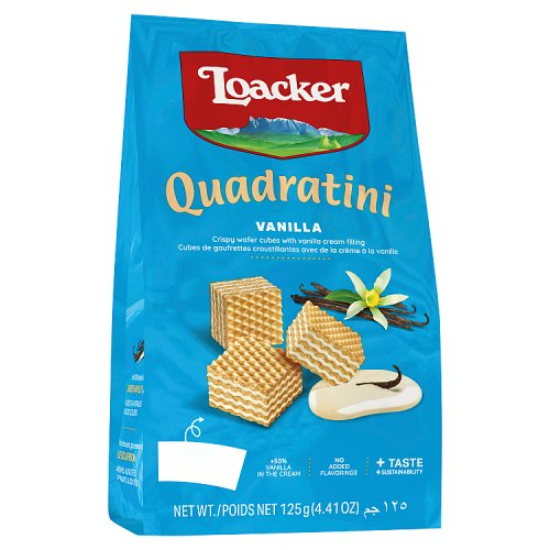 Loacker Vanilla Quadratini 125g pack shot
