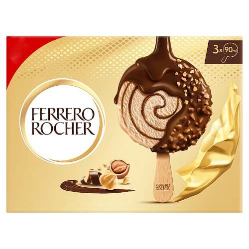 Ferrero Rocher Hazelnut Ice Cream 3pk pack shot