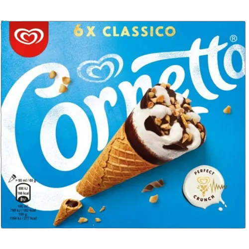 Cornetto Classico Ice Cream Cones 6pk pack shot
