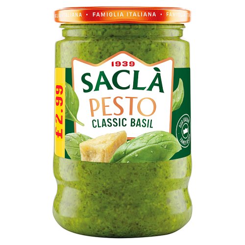 Sacla Basil Pesto PM £2.99 190g pack shot