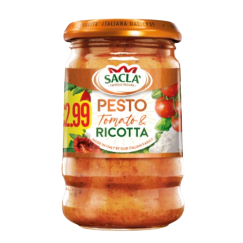 Sacla Tom/Ricotta Pesto PM £2.99 190g pack shot