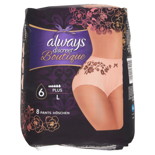 Always Discreet Boutique Pants Plus Large 8s pack shot