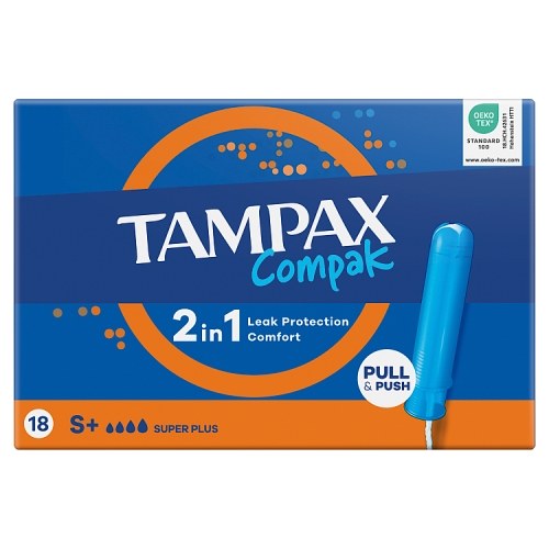 Tampax Compak Super Plus Applicator Tampons 18s pack shot