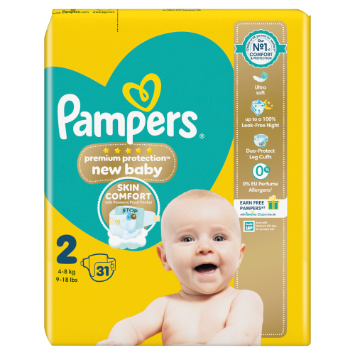 Pampers Premium Protection New Baby Size 2 31s pack shot