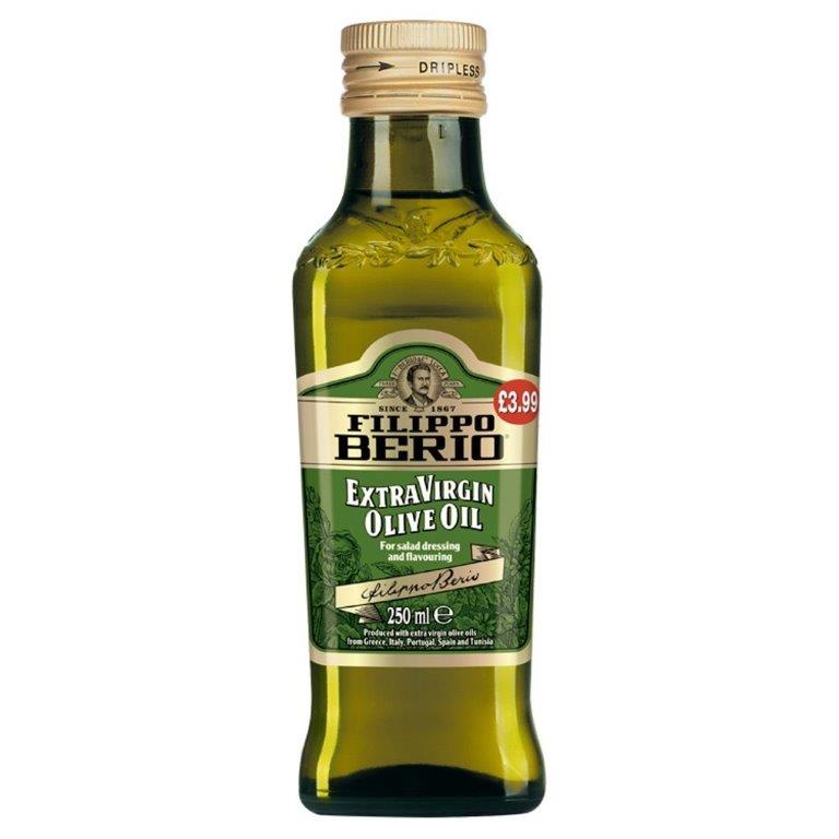 Filippo Berio Extra Virgin Olive Oil PM 3.49 250ml pack shot