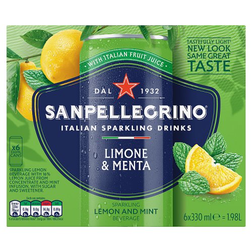 San Pellegrino Lemon & Mint 6pk (6 x 330ml) pack shot