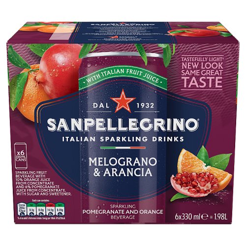 San Pellegrino Orange & Pomegranate 6pk (6 x 330ml) pack shot