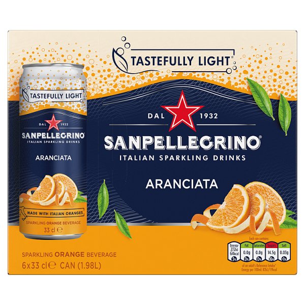 San Pellegrino Aranciata Orange 6pk (6 x 330ml) pack shot