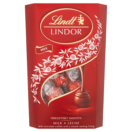 Lindt Lindor Milk Chocolate Truffles Box 337g pack shot