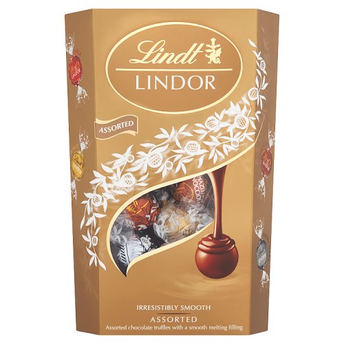 Lindt Lindor Assorted Chocolate Truffles Box 337g pack shot