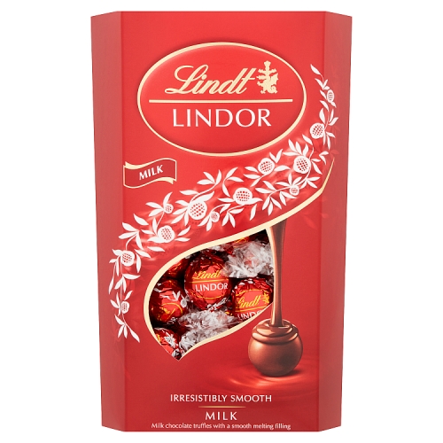 Lindt Lindor Milk Chocolate Truffles Extra Large Box 600g pack shot