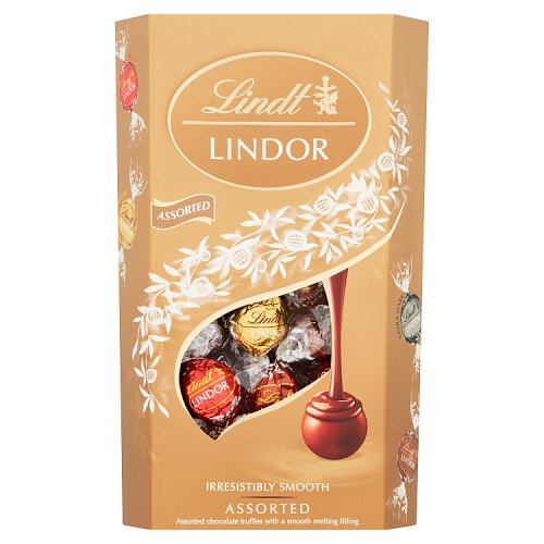 Lindt Lindor Assorted Chocolate Truffles Extra Large Box 600g pack shot