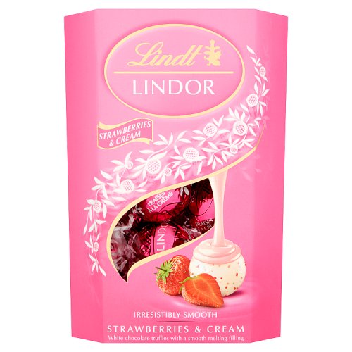 Lindor Strawberries & Cream Cornet 200g pack shot