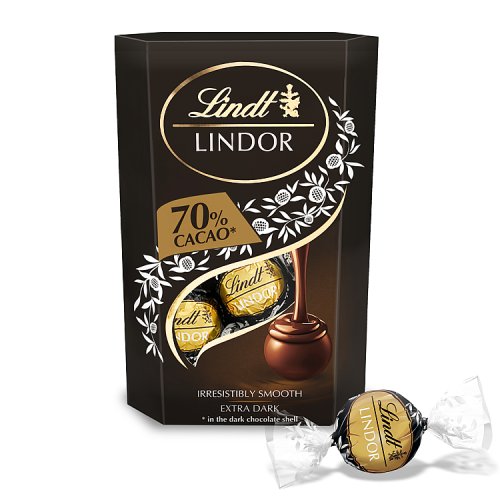 Lindt Lindor Truffles Extra Dark 70% Cornet 200g pack shot
