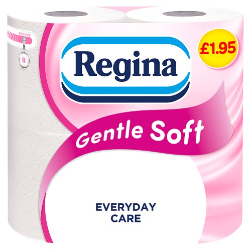 Regina Gentle Soft PM £1.95 4 Rolls (4 x 160 Sheets) pack shot
